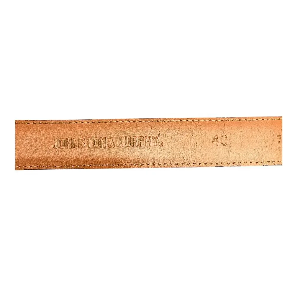 Johnston & Murphy Dress Brown Leather Gold Buckle Belt Men 37
